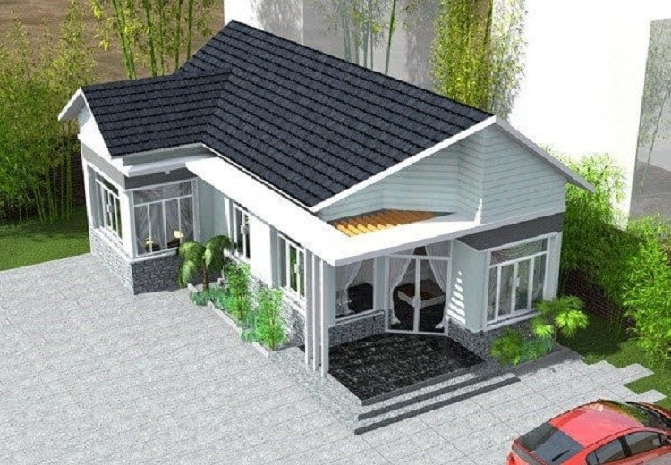 Mê đắm 9 mẫu nhà cấp 4 chữ L 4 phòng ngủ đẹp siêu dễ xây Thiết kế nhà cấp 4 chữ L 4 phòng ngủ 120m2