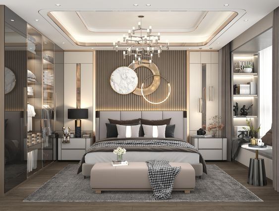 Chiêm ngưỡng thiết kế nhà phố 2 mặt tiền hiện đại đẹp mê ly Phòng ngủ được thiết kế hiện đại, thoáng đãng